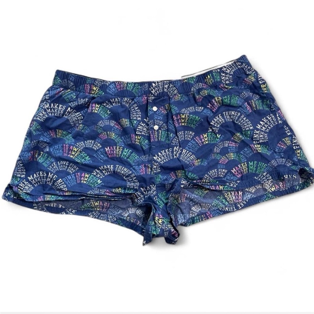 PINK Victoria's Secret Blue Patterned Pajama Shorts